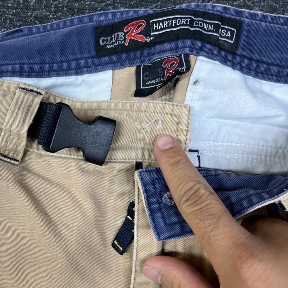 Vintage Club R Jeans USA Cargo Shorts Men's Tan Beige Belted Utility Y2K - 36 - Picture 14 of 16